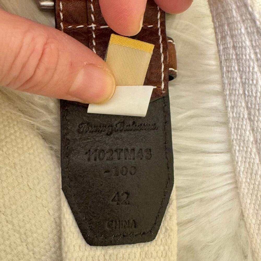 Tommy Bahama Casual Belt Cream Brown Leather Mens Sz 42 Resort Vacation Preppy - Picture 7 of 8